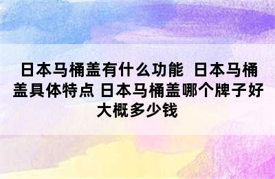 日本马桶盖有什么功能  日本马桶盖具体特点 日本马桶盖哪个牌子好大概多少钱